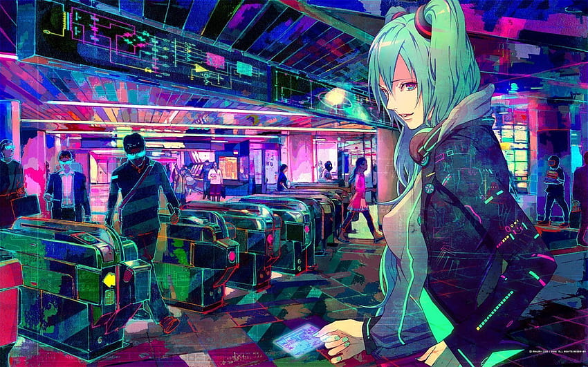 Cyber city anime cyberpunk artwork wallpaper background - KDE Store