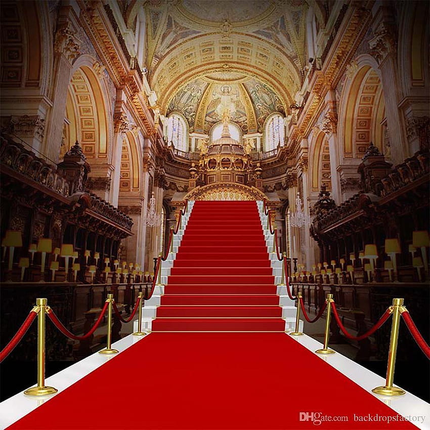 2018 Holy Cathedral Red Carpet Stairway Wedding Backgrounds, roter Teppichhintergrund HD-Handy-Hintergrundbild