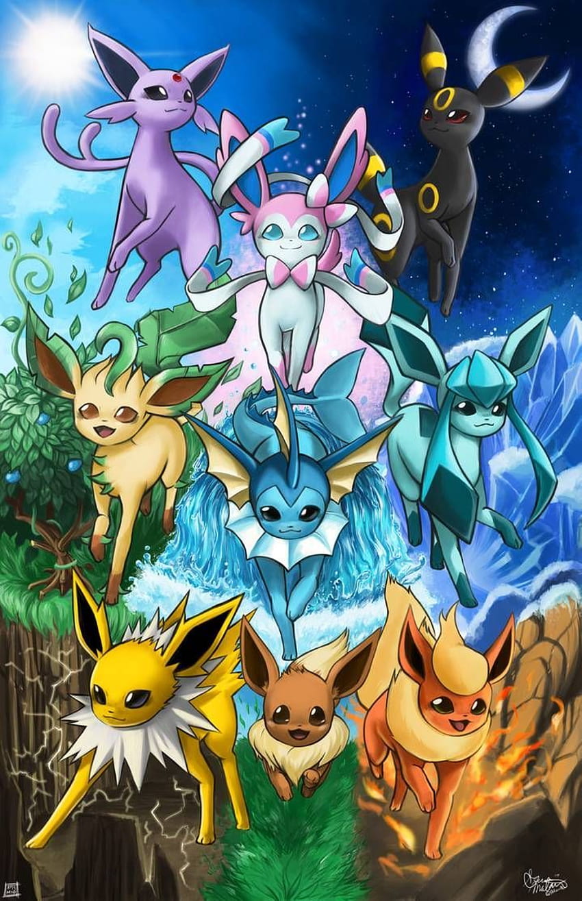 Eeveelutions! von PokuriMio im Jahr 2020, Evoli-Pokémon HD-Handy-Hintergrundbild