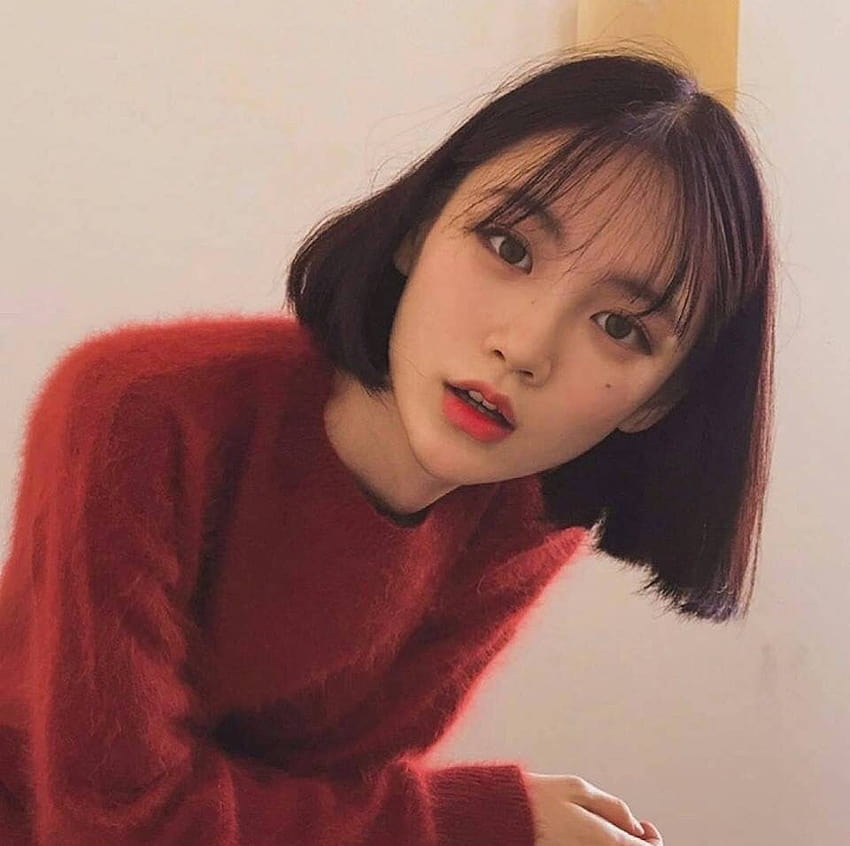 Garota coreana estética com cabelo curto, cabelo curto pfp coreano papel de parede HD