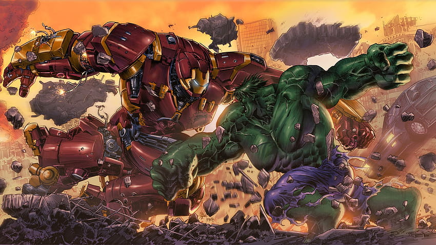 Iron Man, Hulkbuster Vs Hulk, Fight, Superheros, Artwork, iron man hulkbuster HD wallpaper
