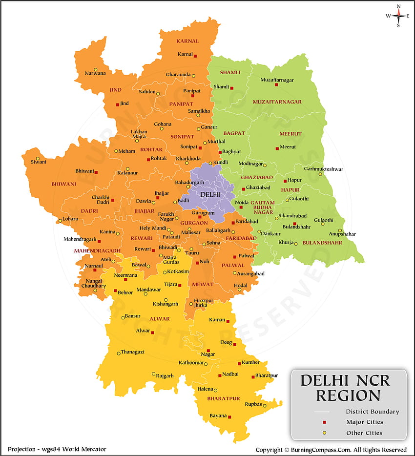 Mapa de NCR de Delhi, mapa de la región de la capital nacional, mapa de delhi fondo de pantalla del teléfono
