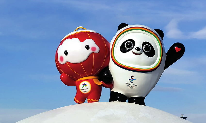 Beijing decorated with Olympic elements as winter games approach, bing dwen dwen and shuey rhon rhon HD wallpaper