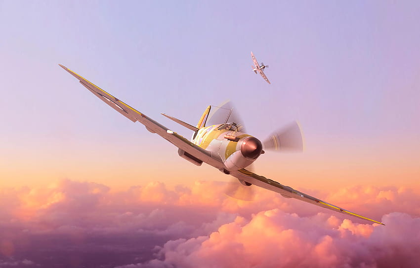 avião, hélice, arte, voo, céu, altura : Widescreen : Alta Definição : Fullscreen papel de parede HD