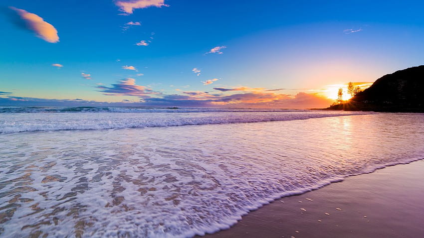 Pemandangan samudra matahari terbit alam pantai Australia, matahari terbit laut Wallpaper HD