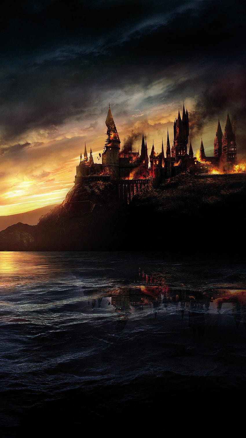 Hogwarts, Burning, Harry Potter dan Relikui Kematian, harry potter untuk seluler wallpaper ponsel HD