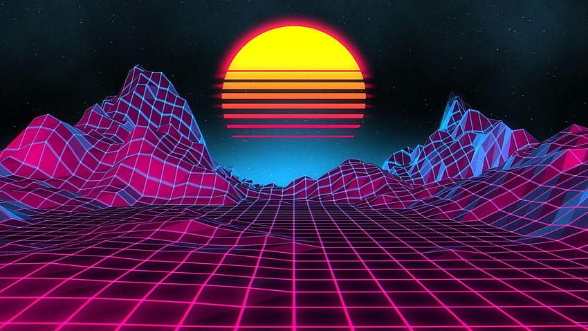 Warsztat Steam :: Neon Sunset, fioletowy retro zachód słońca Tapeta HD