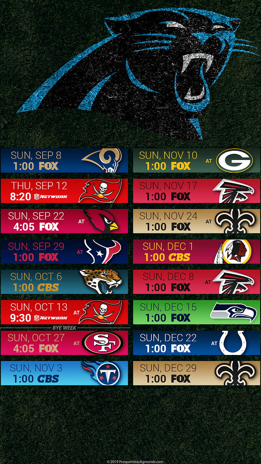 2019 Schedule Wallpaper ✓ - Carolina Panthers