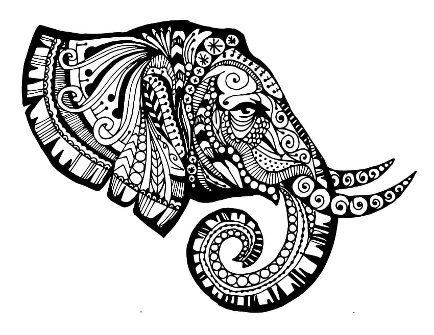Zentangle Животни за печат, слонове в zentangle HD тапет