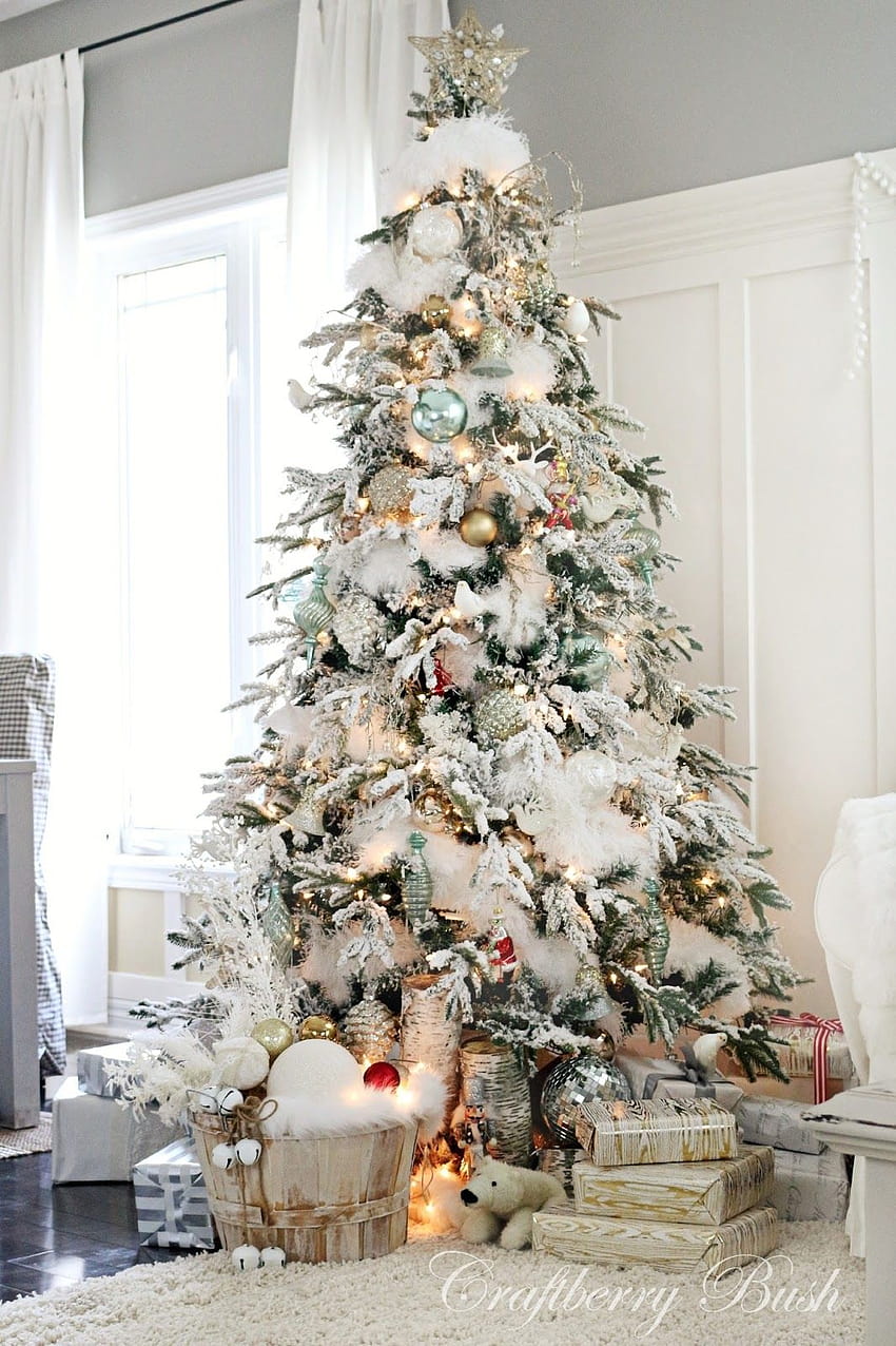 21 Flocked Christmas Trees ideas, frosted christmas trees HD phone ...