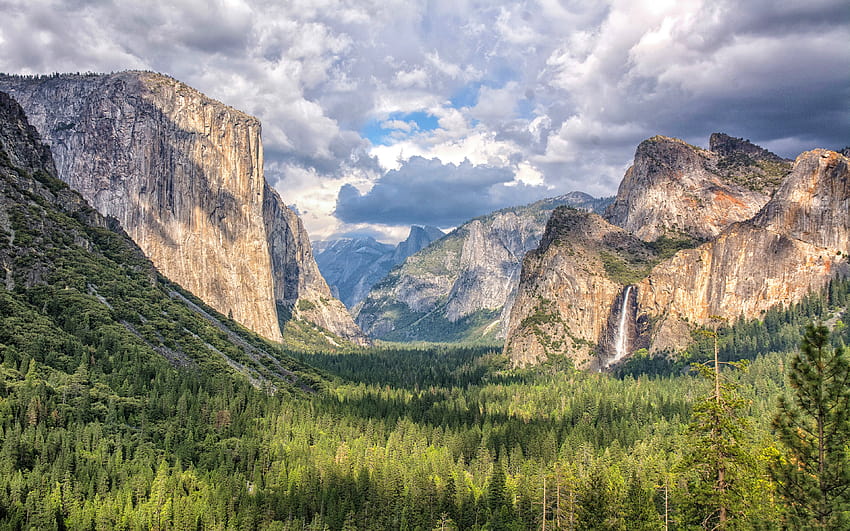 Yosemite National Park, Yosemite Valley, สถานที่สำคัญของอเมริกา, เมฆ, ป่า, California, USA, America with resolution 3840x2400. คุณสูง โยเซมิตี np แคลิฟอร์เนีย วอลล์เปเปอร์ HD
