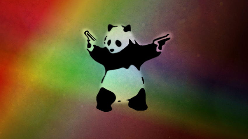 Miles Liang on Card design, panda with guns HD wallpaper
