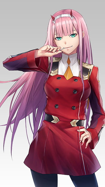 Zero two, office wear, darling in the franxx, pink hair, , background ...