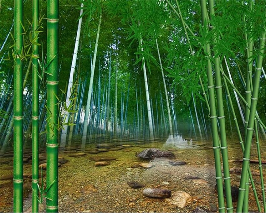Modern 3D Bamboo Wallcovering Background Wallpaper Shop and Home Decoration