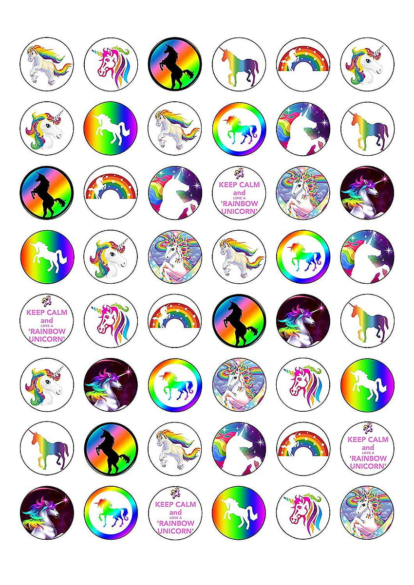 48 Edible Wafer Paper Rainbow Unicorn Themed Cake Toppers Decorations, keep calm and be a unicorn HD phone wallpaper