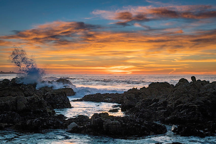 Sunset over the Pacific Ocean, california coast monterey HD wallpaper