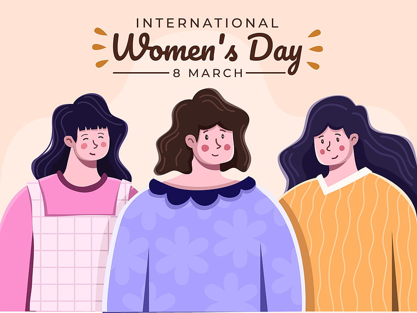 Illustration of International Women's Day at 8 march with diversity. Choose to challenge woman day themes 2021. Greeting happy women's day with cute and beautiful woman illustration. Banner, Postcard, poster, greeting card, womens day cartoon HD wallpaper