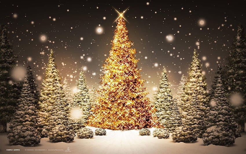 Beautiful Christmas Scenes Jesus, christmas tree scene HD wallpaper