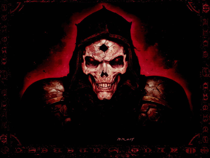Diablo 2 Quake фентъзи изкуство тъмен ужас череп зло страшно призрачен, зли очи HD тапет