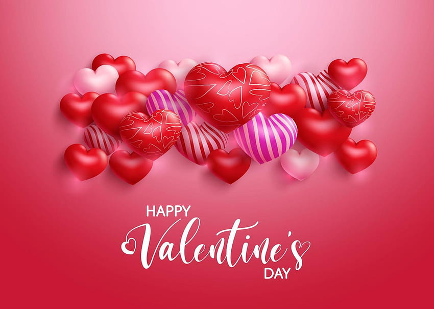 Valentine's day vector backgrounds design. Happy valentine's day greeting text with elements of cute 3d heart element with pattern for valentine celebration design. Vector illustration 4852500 Vector Art at Vecteezy, happy valentines day cute HD wallpaper