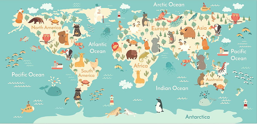 Aesthetic Cute World Map HD wallpaper
