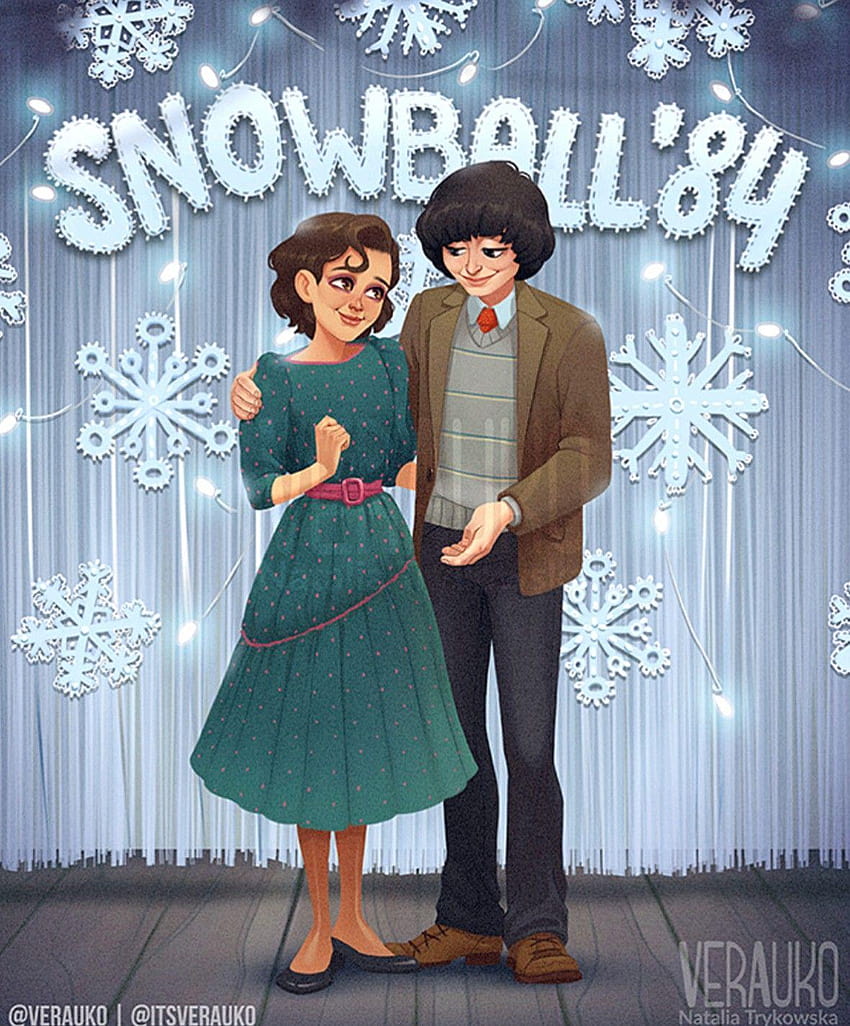 Stranger Things Mike and Eleven, Mileven at the Snowball, eleven and mike HD тапет за телефон