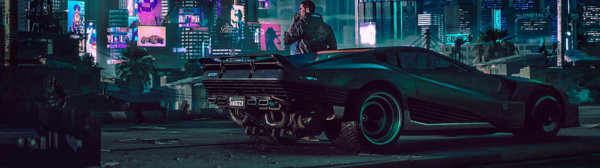 Download wallpaper 1920x1080 cyberpunk, game, city shot, car, full hd,  hdtv, fhd, 1080p wallpaper, 1920x1080 hd background, 27668