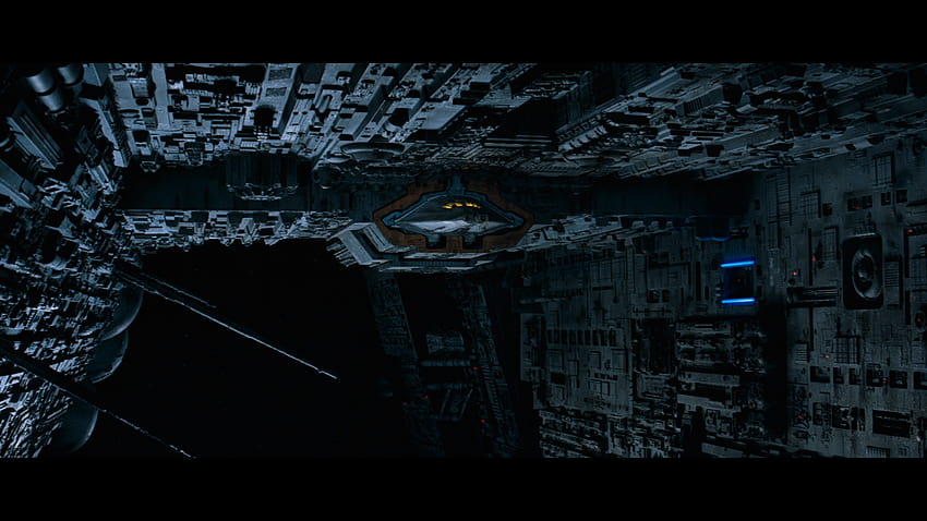 Alien: ต้นฉบับ / วินเทจขนาดใหญ่พิเศษ , “Martin Bower ใส่ Narcissus Shuttle ลงในแท่นวางพร้อมสำหรับการถ่ายทำ”, uscss nostromo วอลล์เปเปอร์ HD