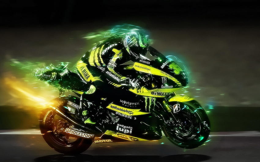 7 Motorcycle, neon biker HD wallpaper
