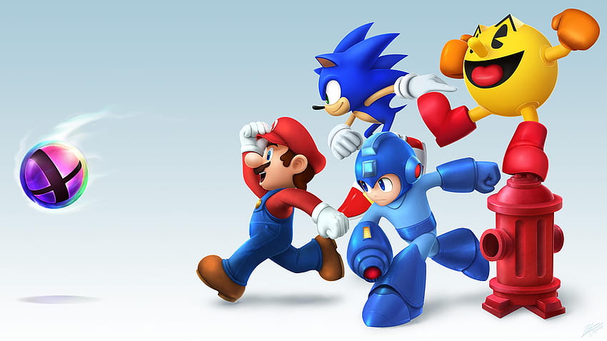 Mario Sonic Adventure menghancurkan bros pac, sonic vs mario Wallpaper HD