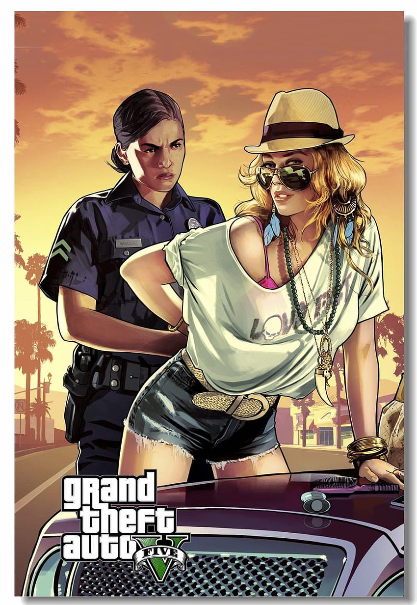 Impressão personalizada Mural de parede Grand Theft Auto V Poster GTA 5 San, gta v girl Papel de parede de celular HD
