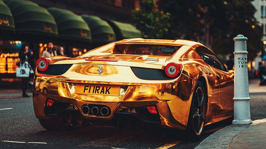 Gold Ferrari 458 Italia and, gold supercars HD wallpaper