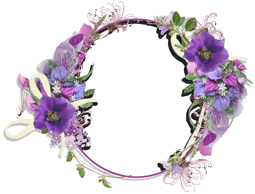 Okrągła ramka w fioletowy kwiat Tapeta HD