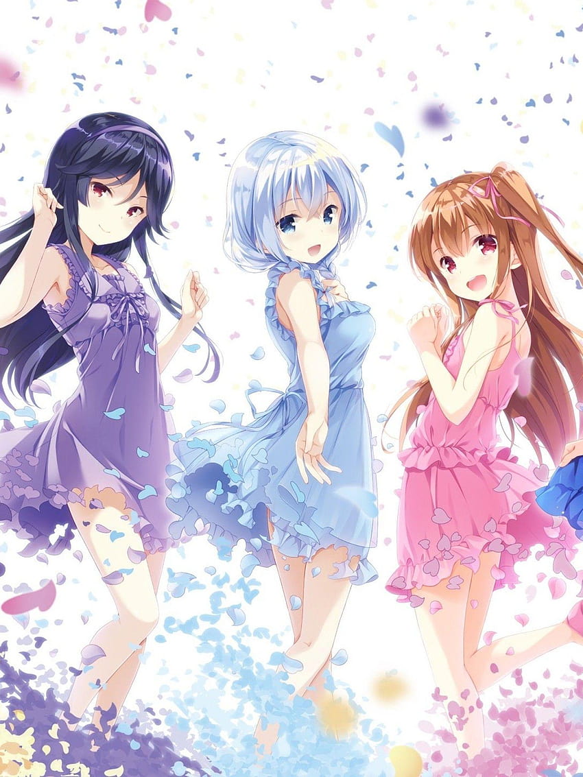 1536x2048 Anime Girls, Moe, Light Dress, White Hair, Pink, anime girl best friends HD phone wallpaper