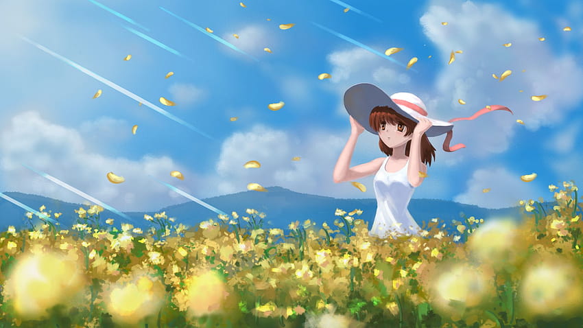 Lucu, Gadis Anime, Luar Ruangan, Padang Rumput, Asli, , Latar Belakang, Dd6769, gadis anime musim semi yang lucu Wallpaper HD