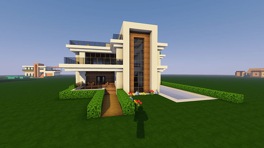 Uno de mis intentos recientes en una casa/mansión moderna de Minecraft, mansión de Minecraft fondo de pantalla