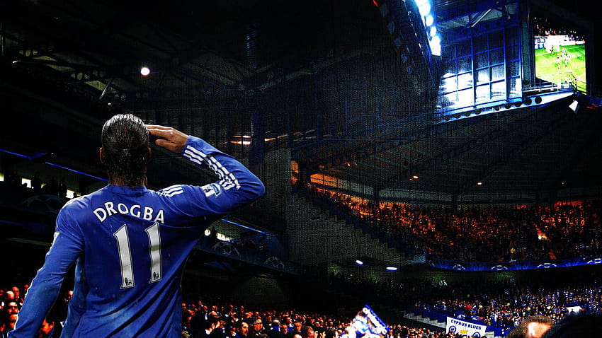 Drogba memberi hormat kepada para penggemar Chelsea di Stamford Bridge. Wallpaper HD
