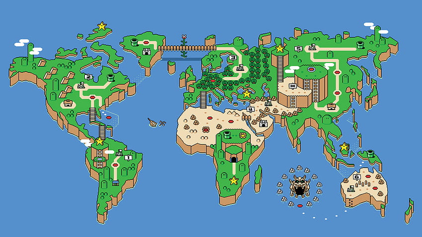 Luigi Mario NES Pixel Art Retro Games Super World Video Map, super mario pixel background HD wallpaper
