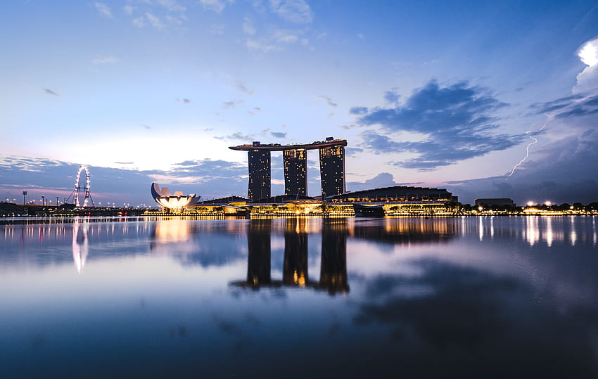 : Marina Bay Sands Hotel Singapore, building, singapore reflection HD wallpaper