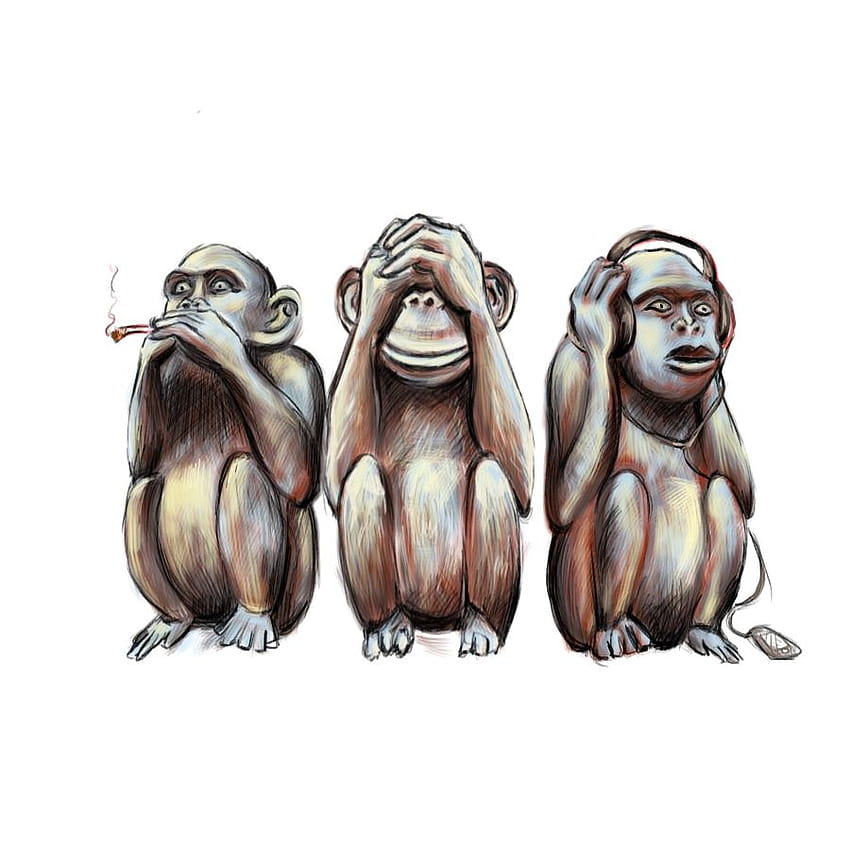 Три мъдри маймуни HD тапет за телефон