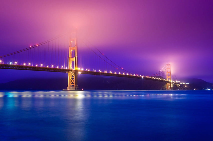 2560x1700 Golden Gate Bridge, Light, Violet, Night, chromebook bridge HD wallpaper