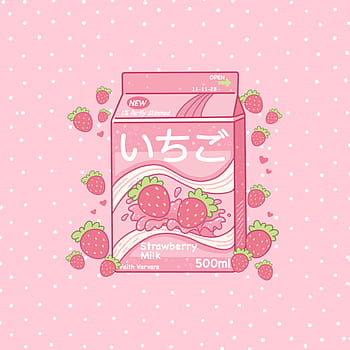 Aesthetic Strawberry Milk, Png , Transparent Png, kawaii strawberry ...