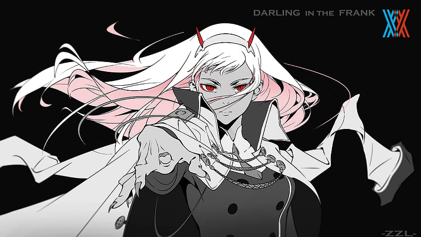 Darling In The FranXX Red Eyes Zero Two With Black Background Anime, zero two dark HD duvar kağıdı