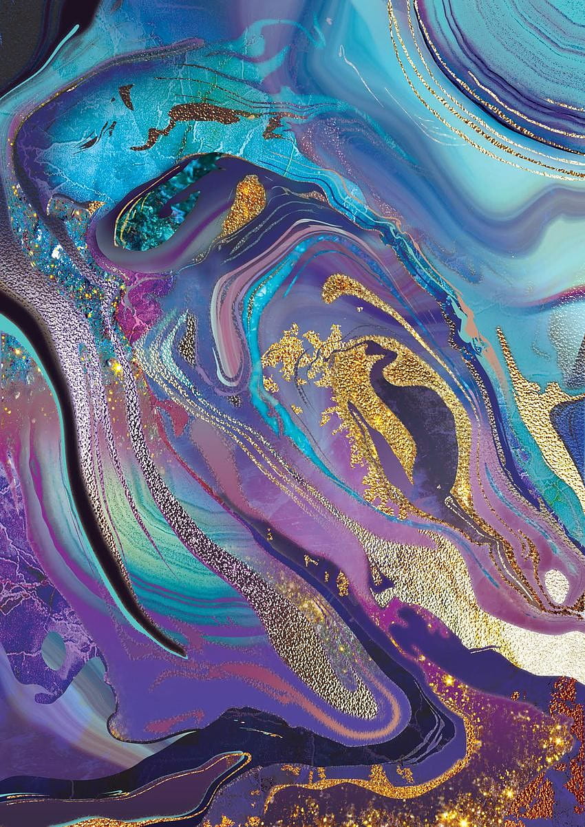 Purple And Gold Marble, purple and teal HD phone wallpaper