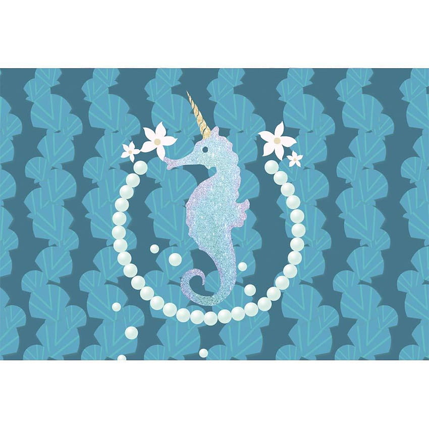 AOFOTO 10x7ft Fairy Tale Seahorse Backdrop Vinyl Baby Shower Pearl Seashells Sea Horse Kids Birtay Party Backgrounds for graphy Kids, mermaid and seahorse HD wallpaper
