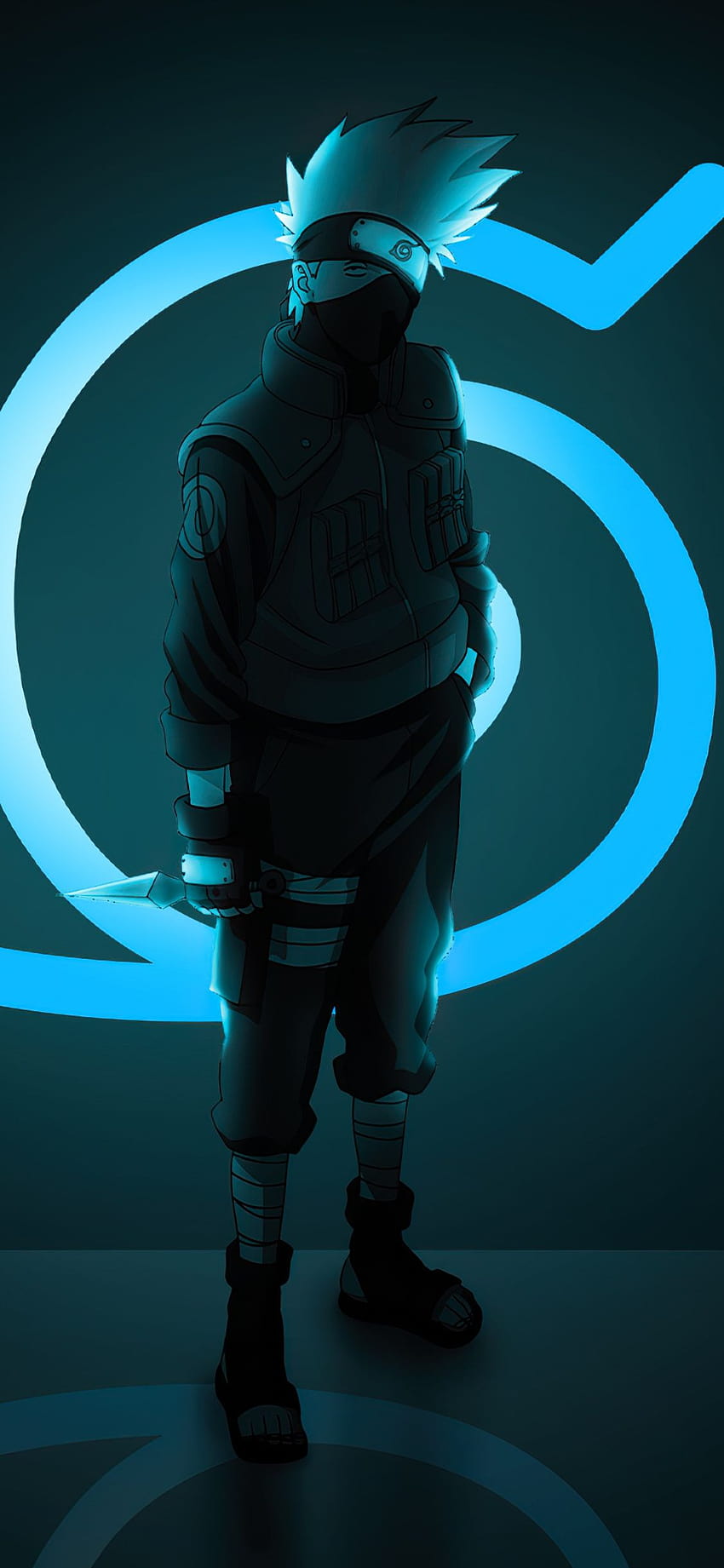 Kakashi, naruto, electric blue, HD phone wallpaper