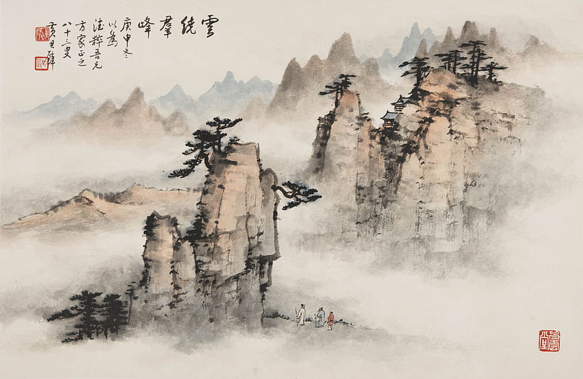 1 中国の山の絵、 高画質の壁紙