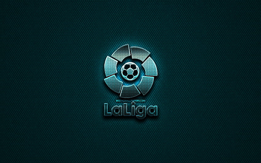 Racing Santander FC, golden logo, La Liga 2, green metal background,  football, HD wallpaper