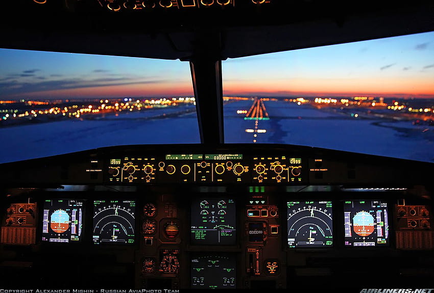 Cabine d'avion, vue cockpit Fond d'écran HD