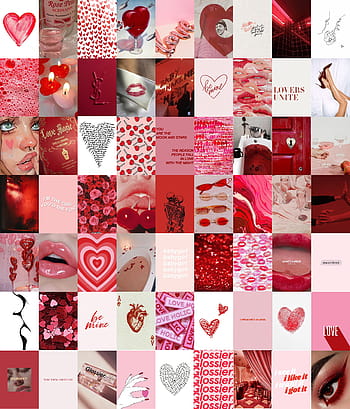 Pink and Red Valetines Day Wall Collage Kit DIGITAL PRINT, valentines day aesthetic collage HD phone wallpaper